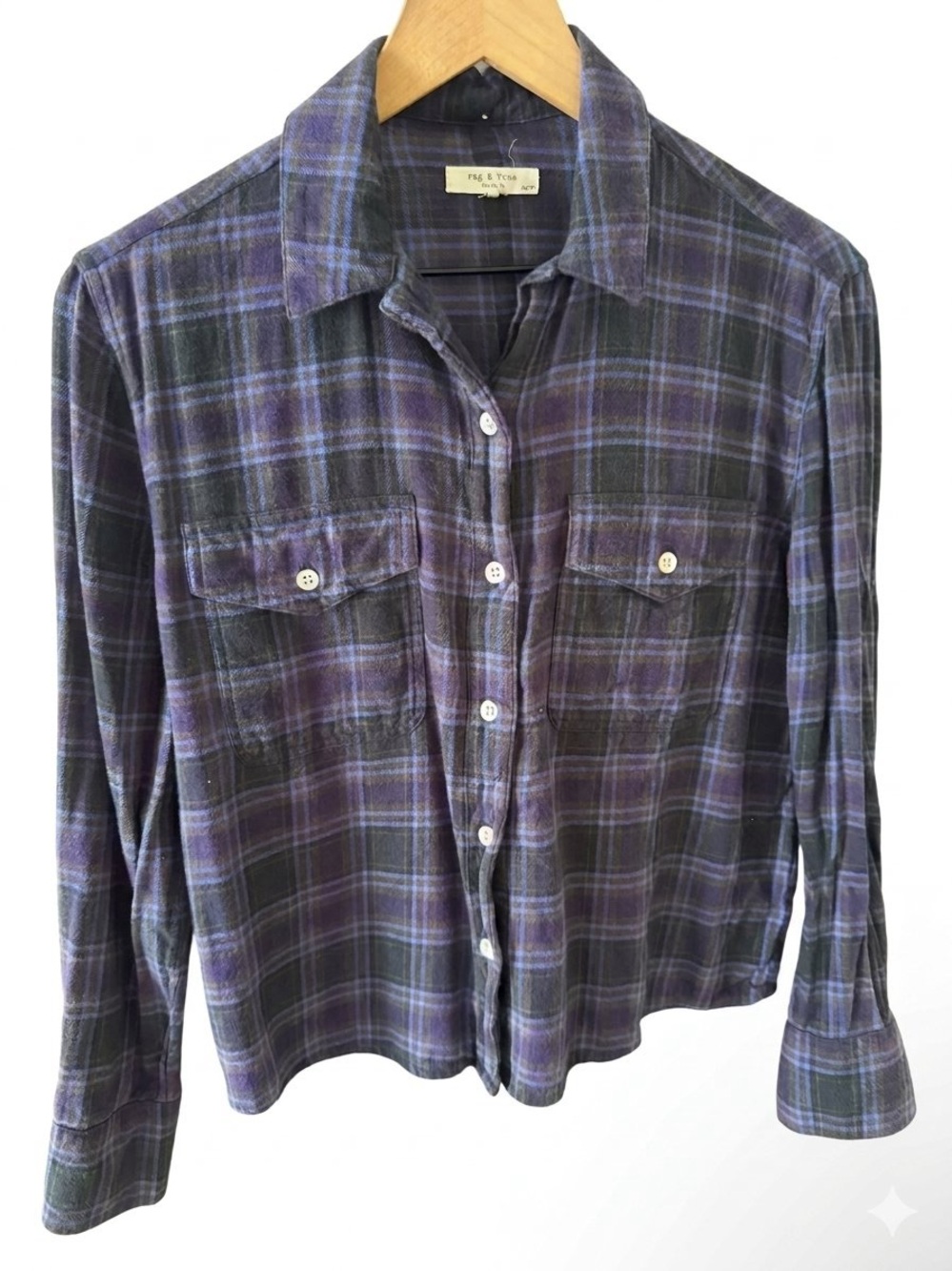 Rag & Bone Plaid Flannel Shirt Blue Black Button Down XS/TP